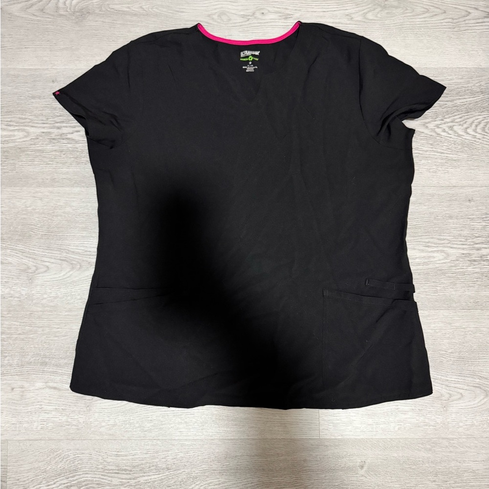 Scrubstar Black Top with Pink Trim size XL